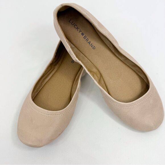 Lucky Brand ERIN Nude Leather Stretch Side Ballet Flats - Picture 3 of 14